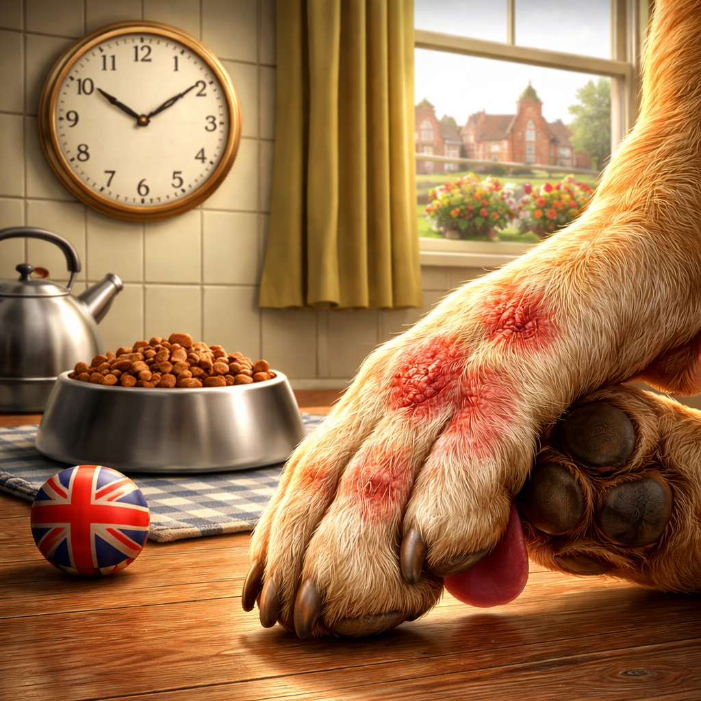 dog paw itching after meals uk illustration
