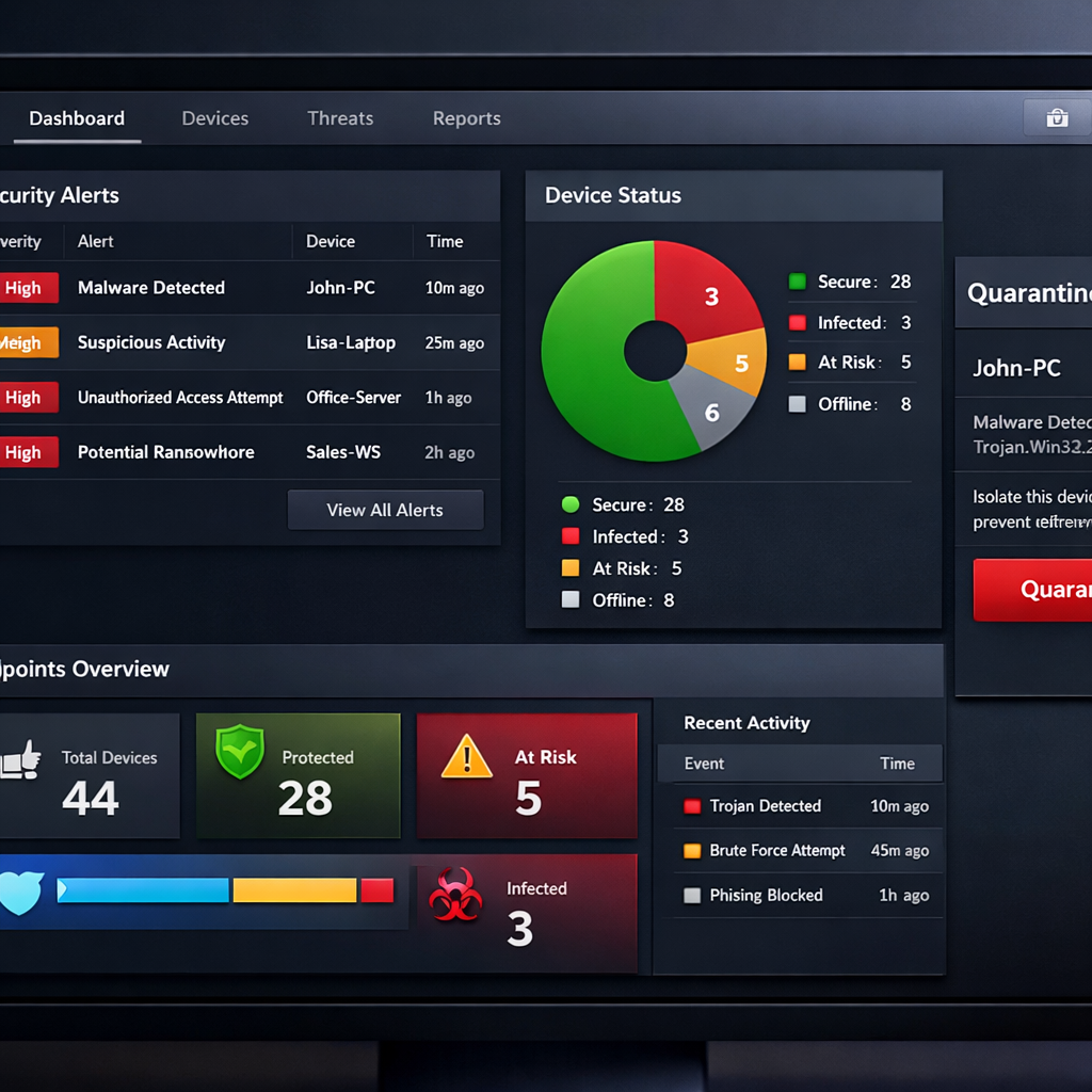 monitoring and response UI for SMB endpoint protection.