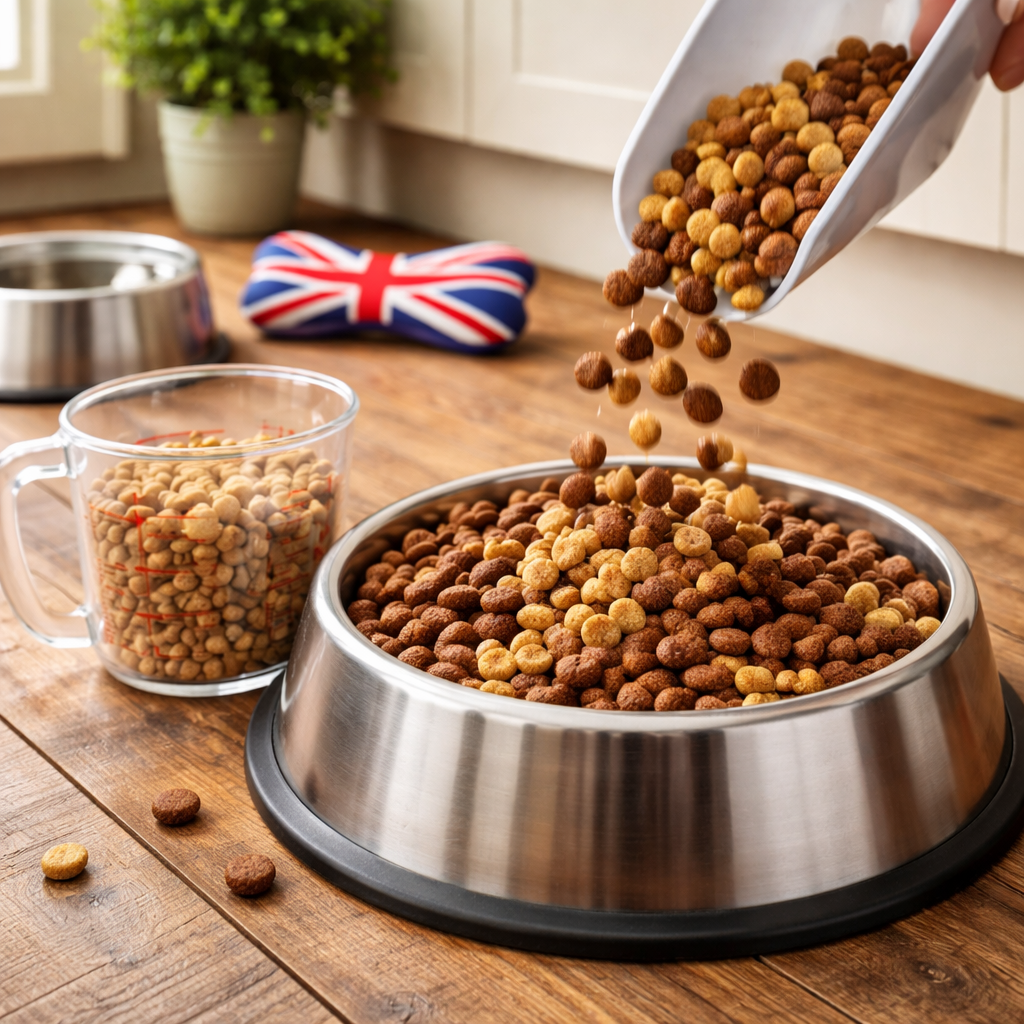 gradual dog food transition with mixed kibble for low residue diet