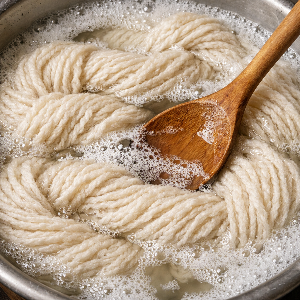 clean wool yarn scouring for natural dye