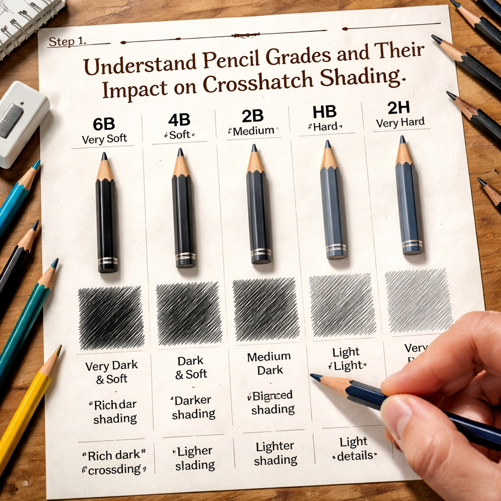 how to select pencils for crosshatch shading step 1: understand pencil grades and their impact on crosshatch shading