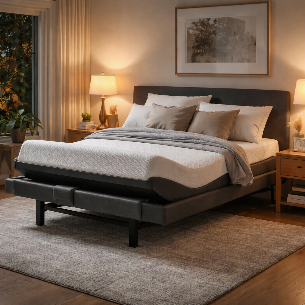 adjustable bed with leg elevation for cramp relief