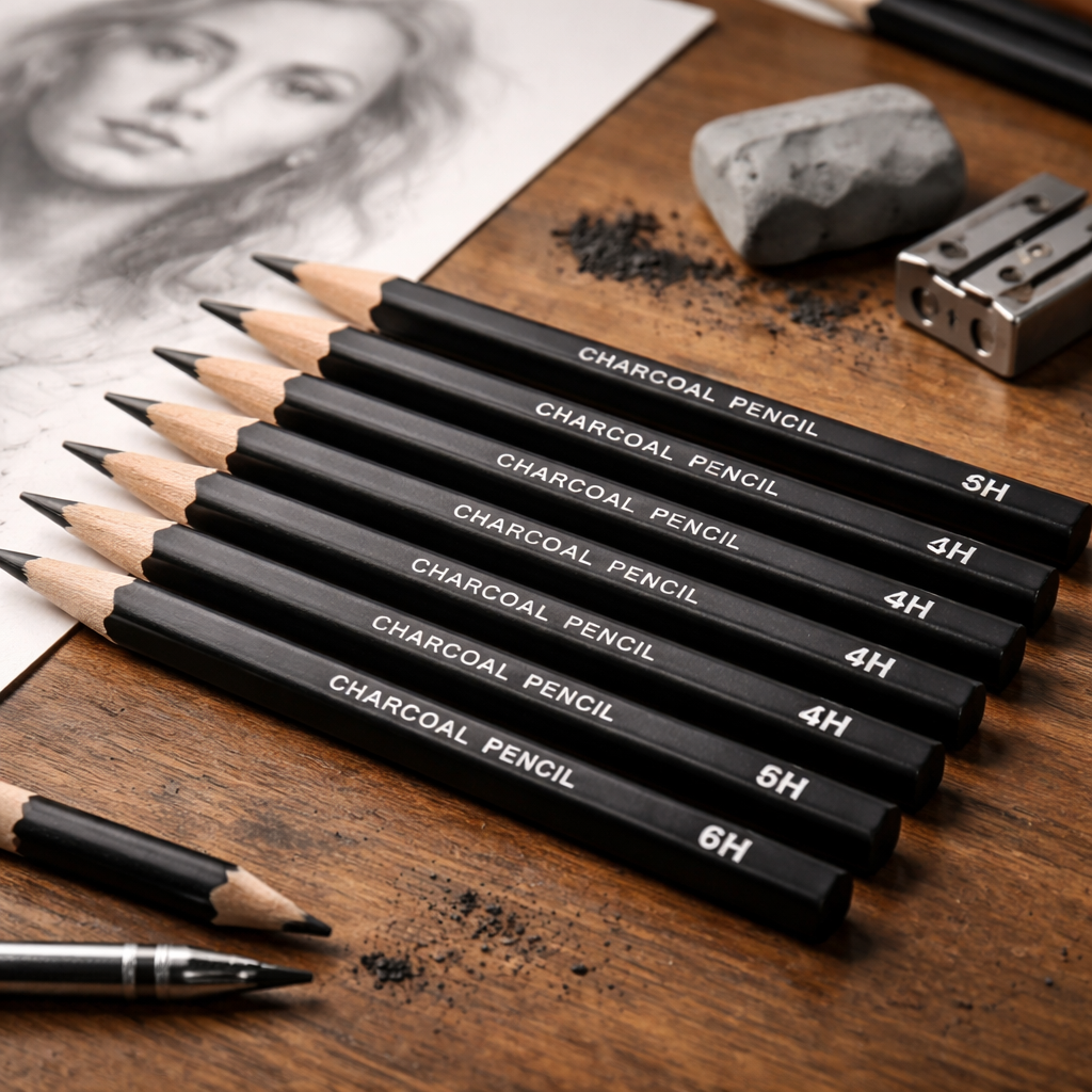 H‑scale charcoal pencil set for portrait drawing