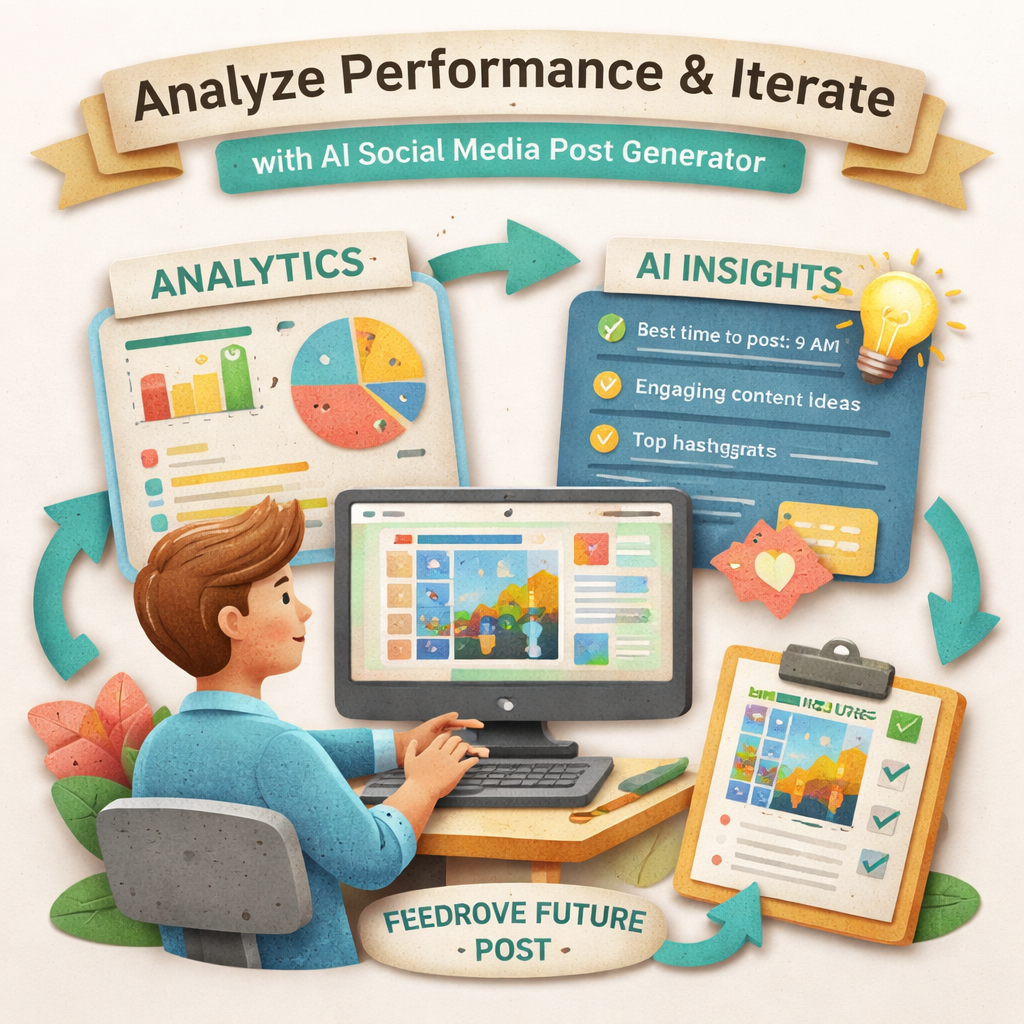 Analyze performance and iterate with AI social media post generator