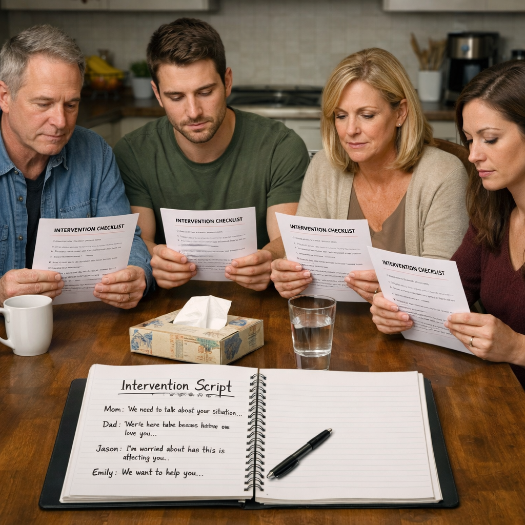 family rehearsing an intervention conversation
