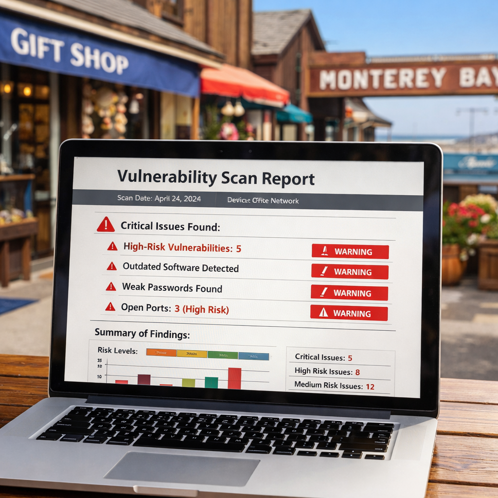 vulnerability scan results for a small business in Monterey CA