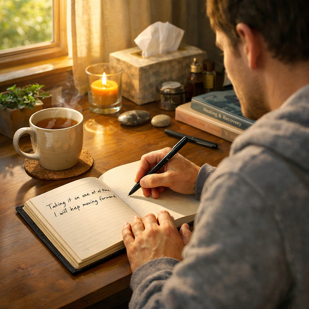 encouraging healthy coping through journaling after a relapse