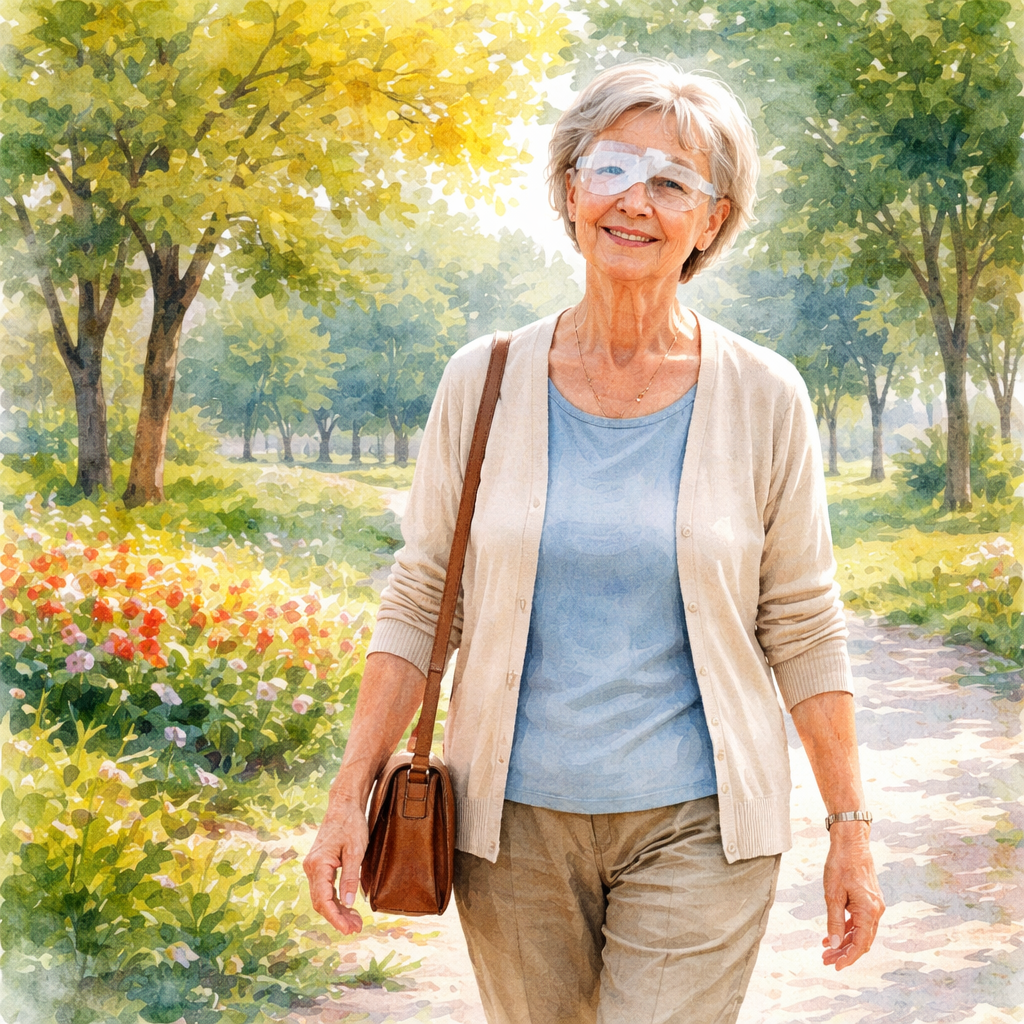 post cataract surgery eye care routine walking outdoors