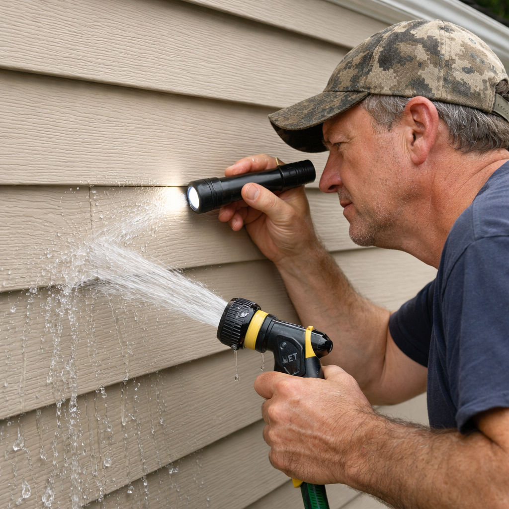 final inspection of repaired vinyl siding