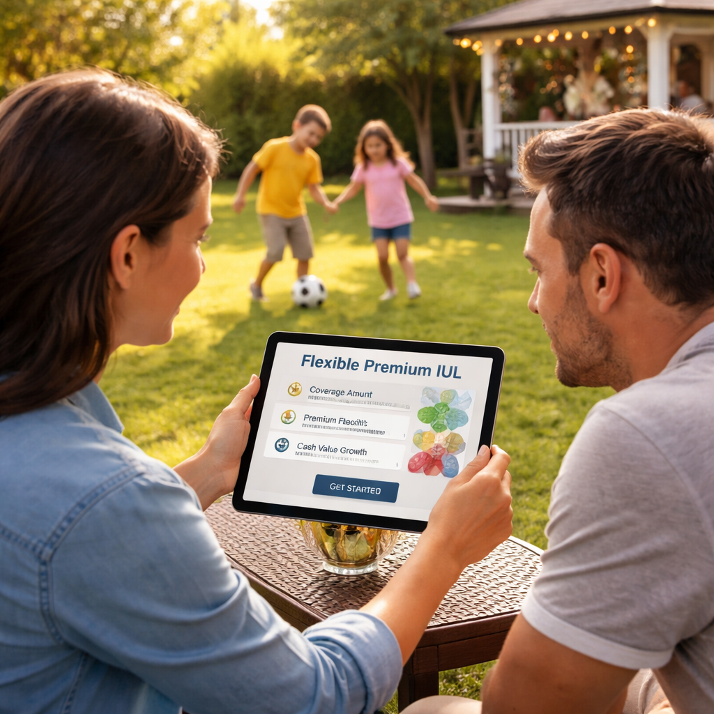 family reviewing flexible premium IUL