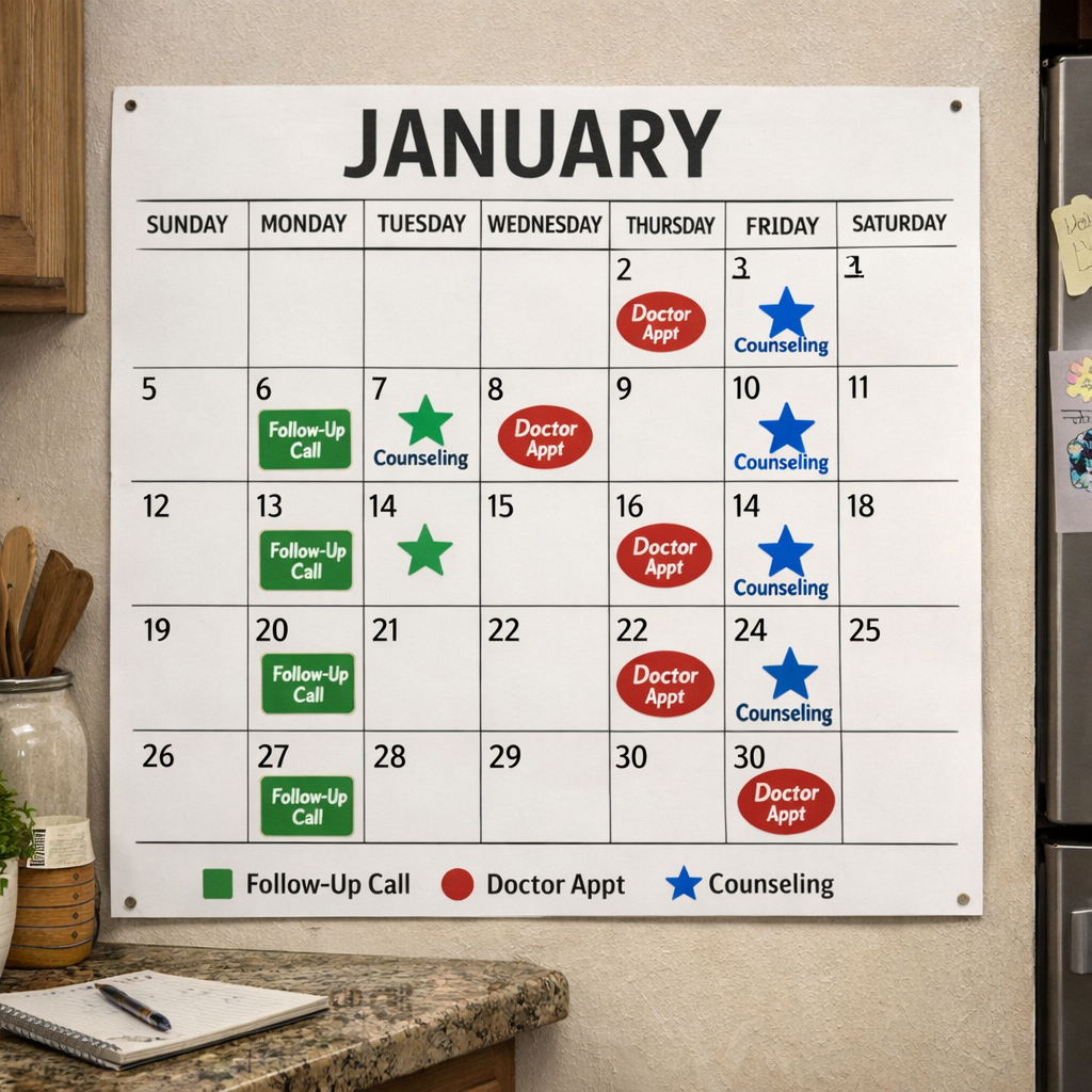 Steps to Create a Drug Intervention Plan at Home 2 family follow‑up schedule after an intervention