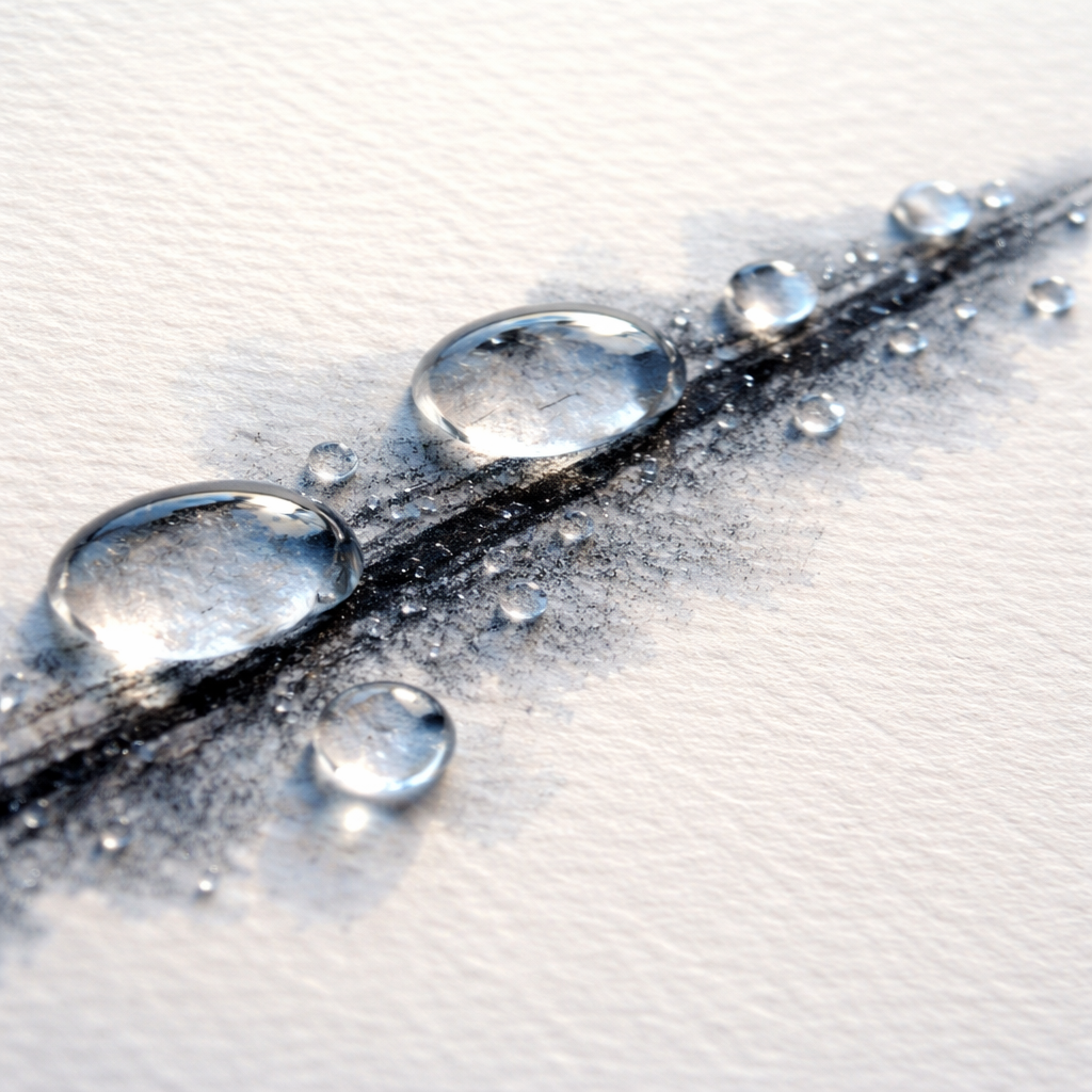 water texture and light interaction with pencil marks