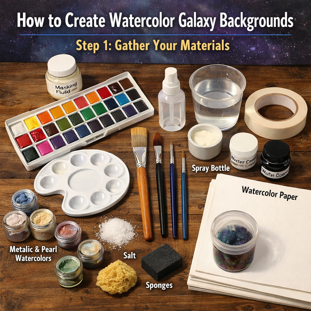 how to create watercolor galaxy backgrounds step 1: gather your materials