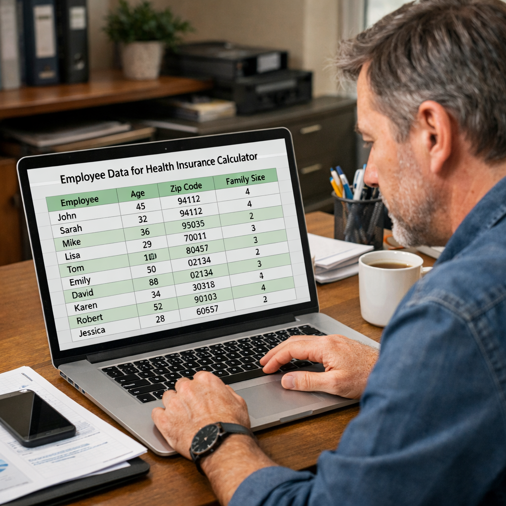 employee data spreadsheet for health insurance calculator