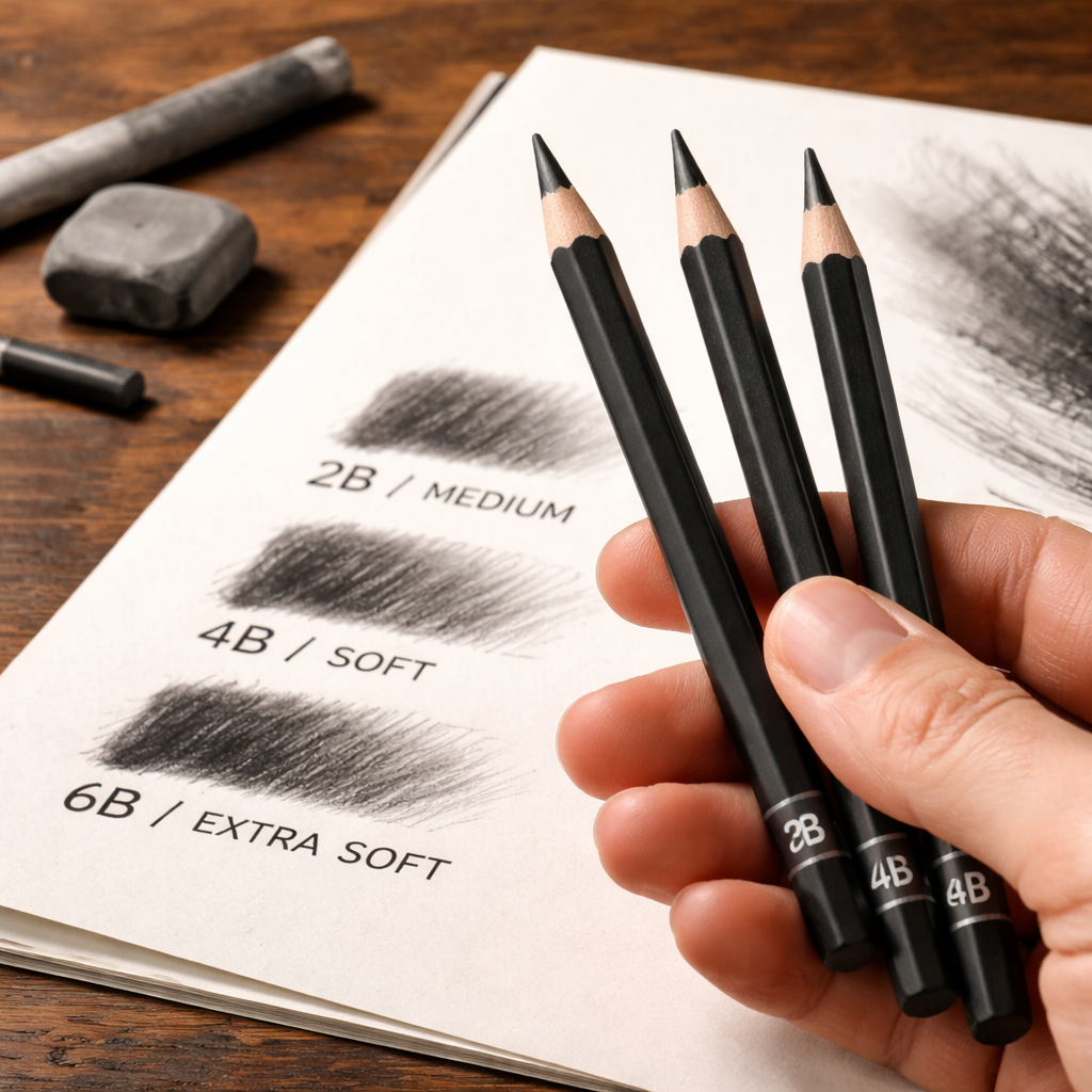 charcoal pencil hardness comparison for mixed media.