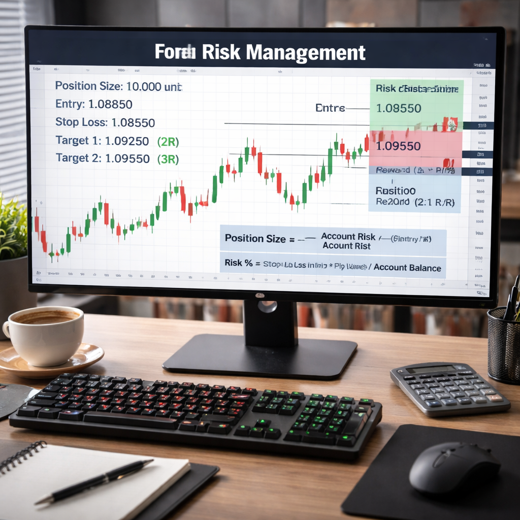forex trading risk management parameters displayed on computer screen