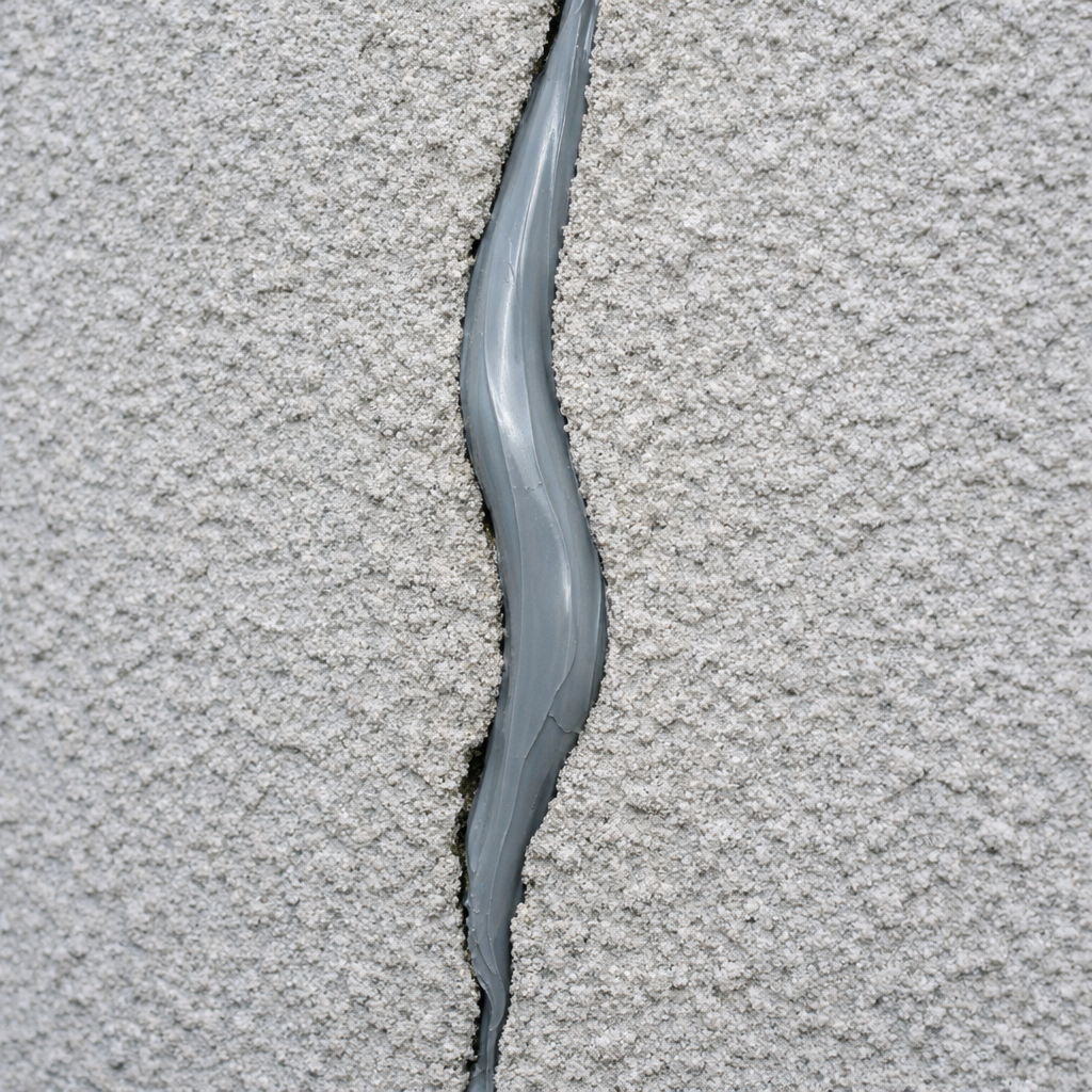 sealant filling stucco crack