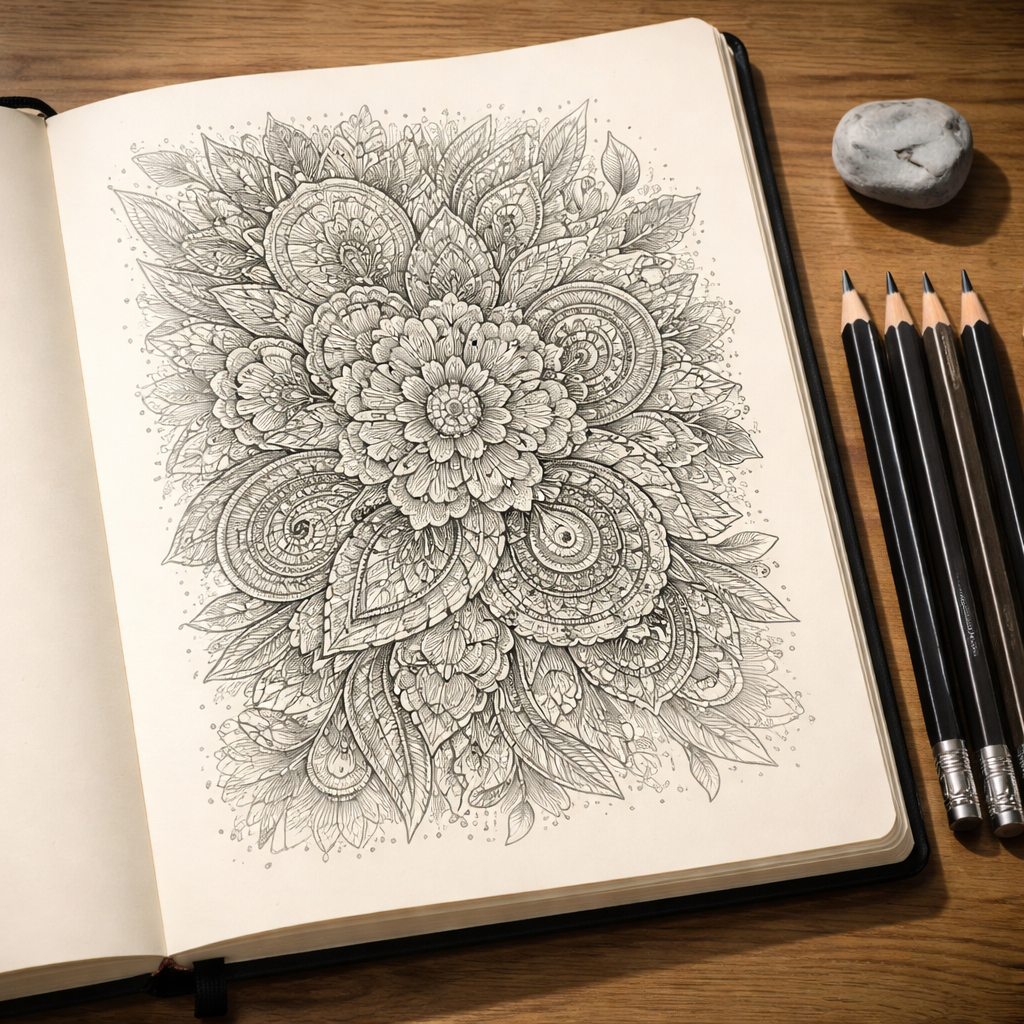 paper, eraser, and pencils for detailed drawing