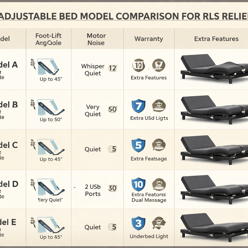 adjustable bed model comparison for RLS relief.
