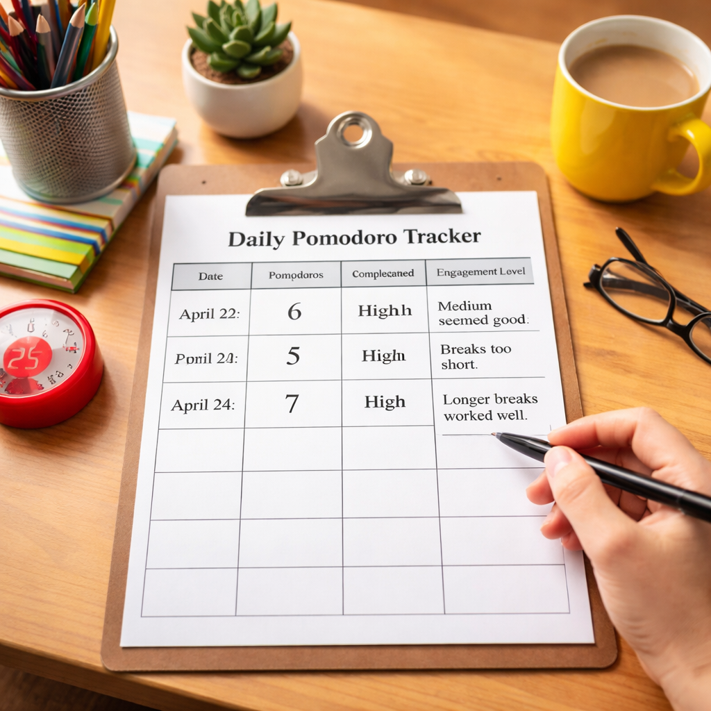 teacher tracking pomodoro timer results and break schedule effectiveness