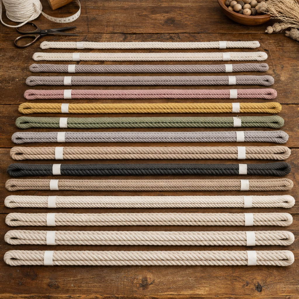 macrame cords measured for a wall hanging project
