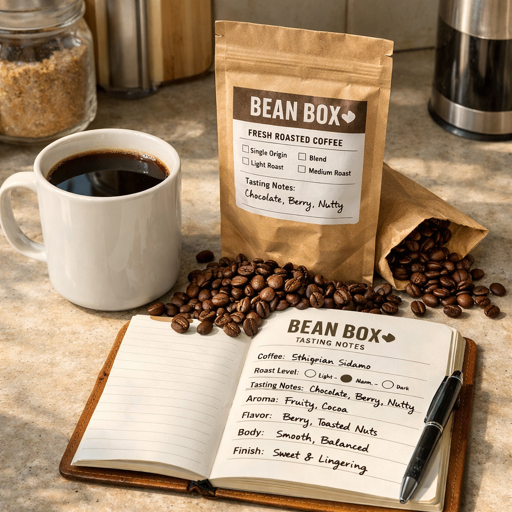 Bean Box coffee subscription tasting notes and fresh beans
