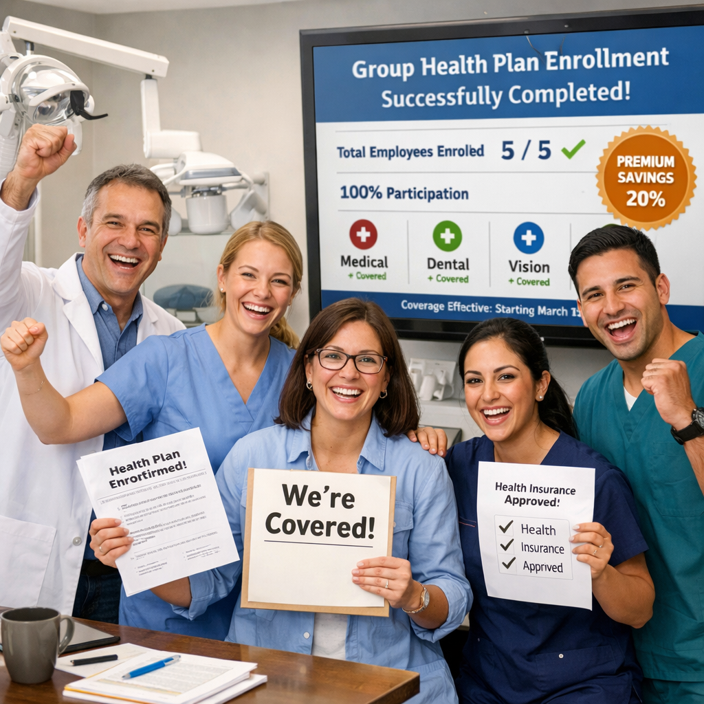 group health insurance enrollment success for small dental office