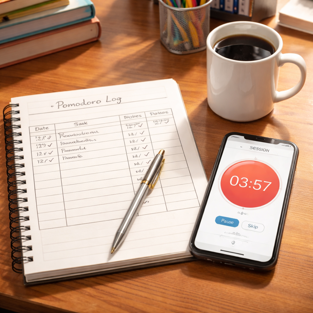 teacher tracking pomodoro sessions with a simple table