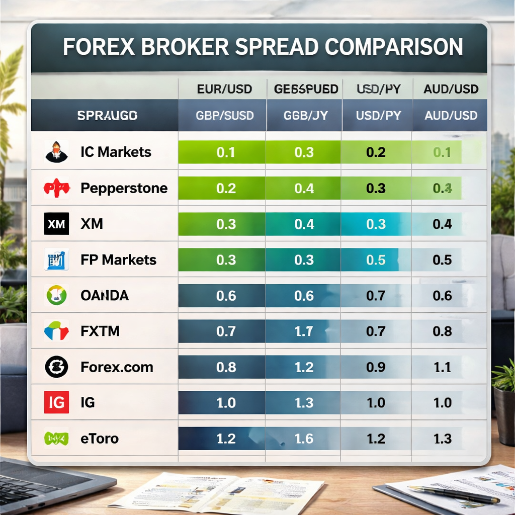 forex broker spread comparison chart