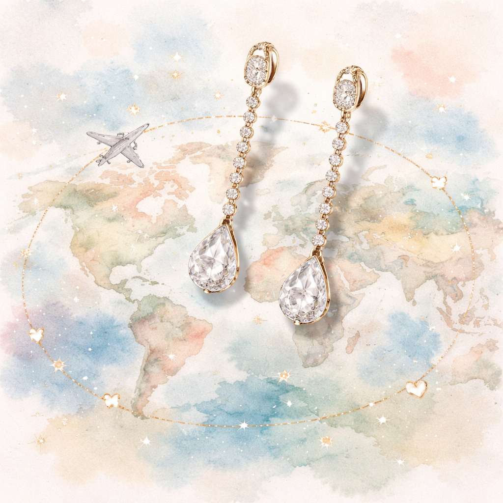 lightweight diamond veneer travel earrings traveling the globe