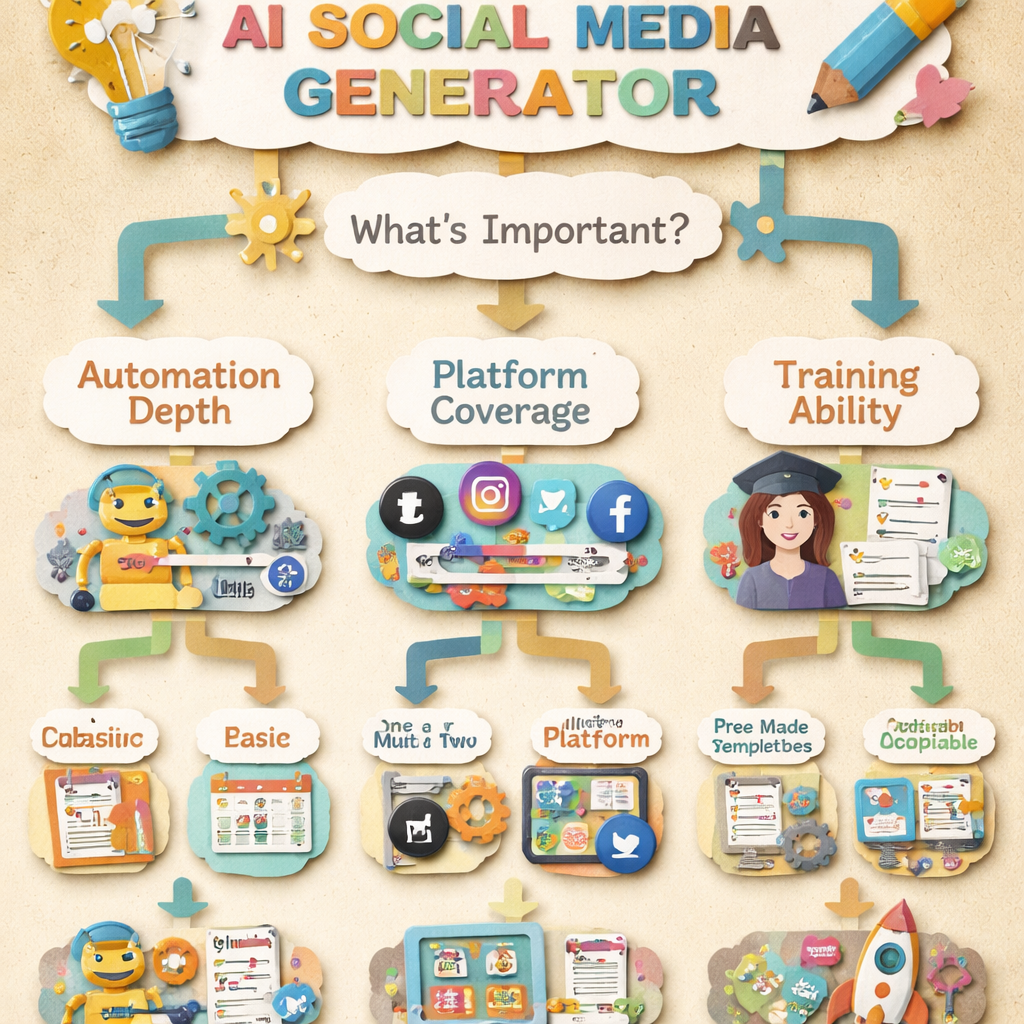 decision tree for picking AI content generator for social media