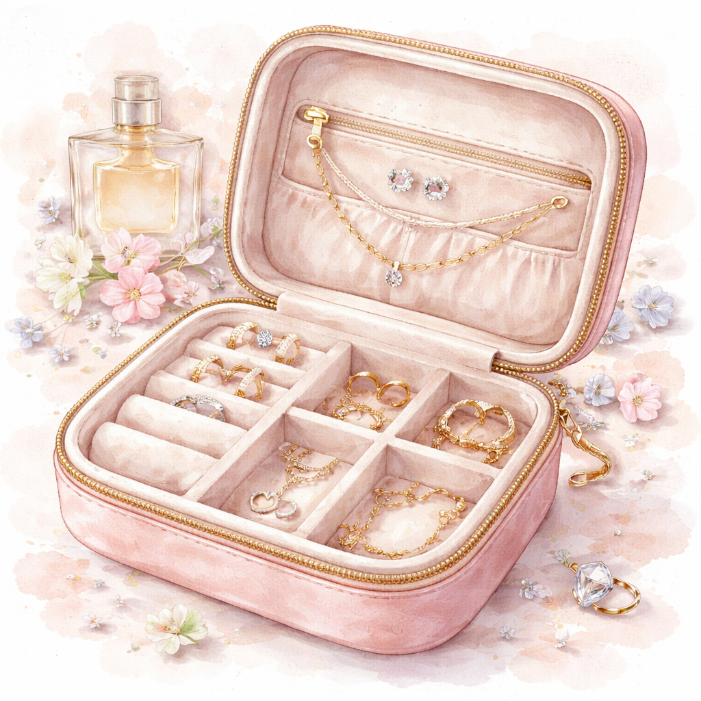 diamond veneer jewelry travel packing tips case interior with soft lining and secure zip