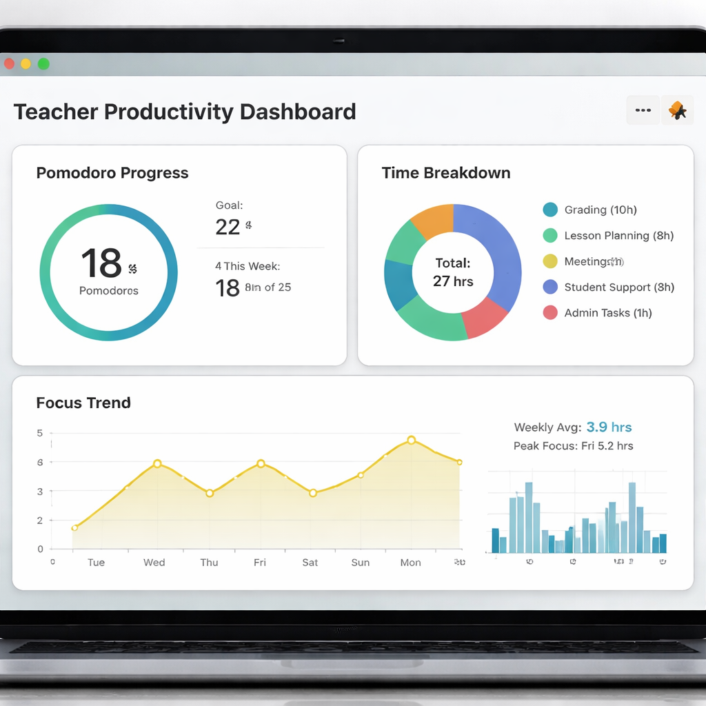 pomodoro progress dashboard for teachers