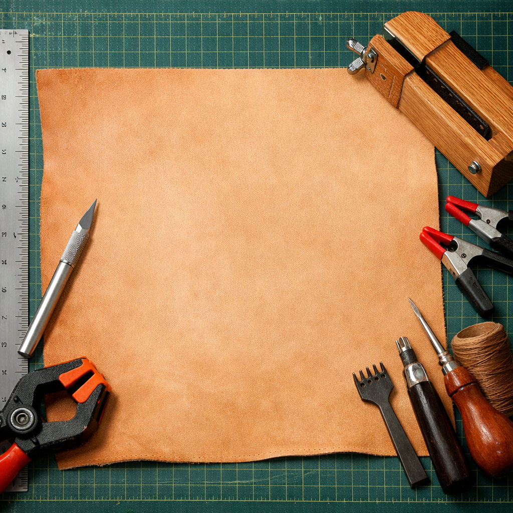 leather wallet making tools and leather sheet