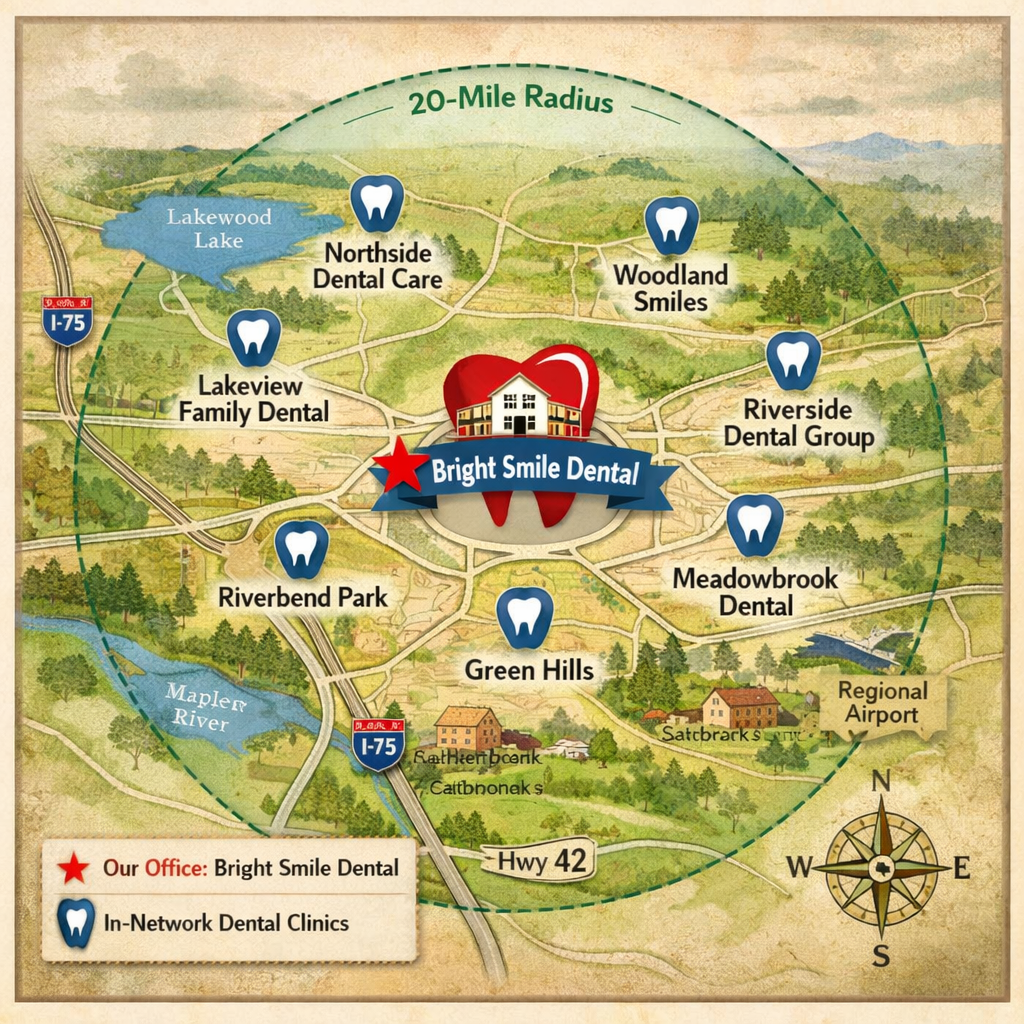 dental network coverage map for small dental practice