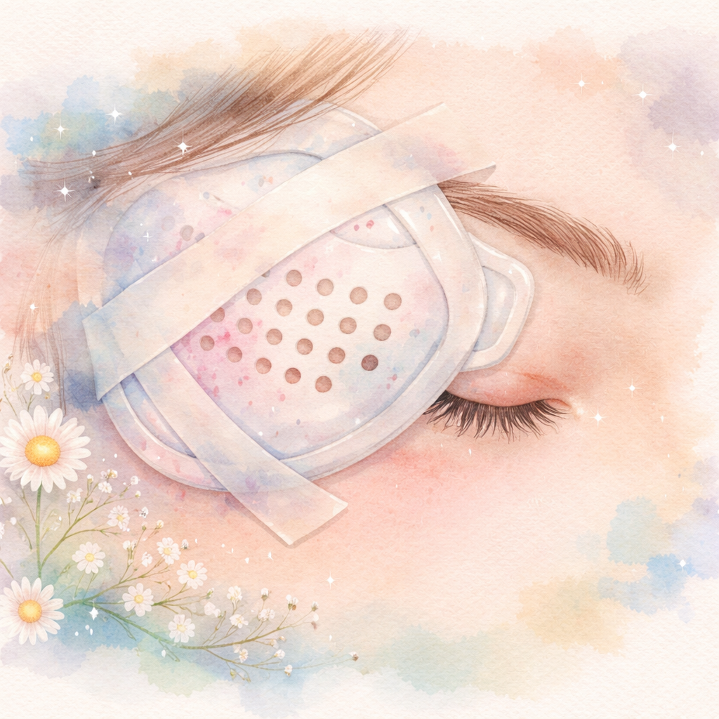 post‑surgery eye protection watercolor