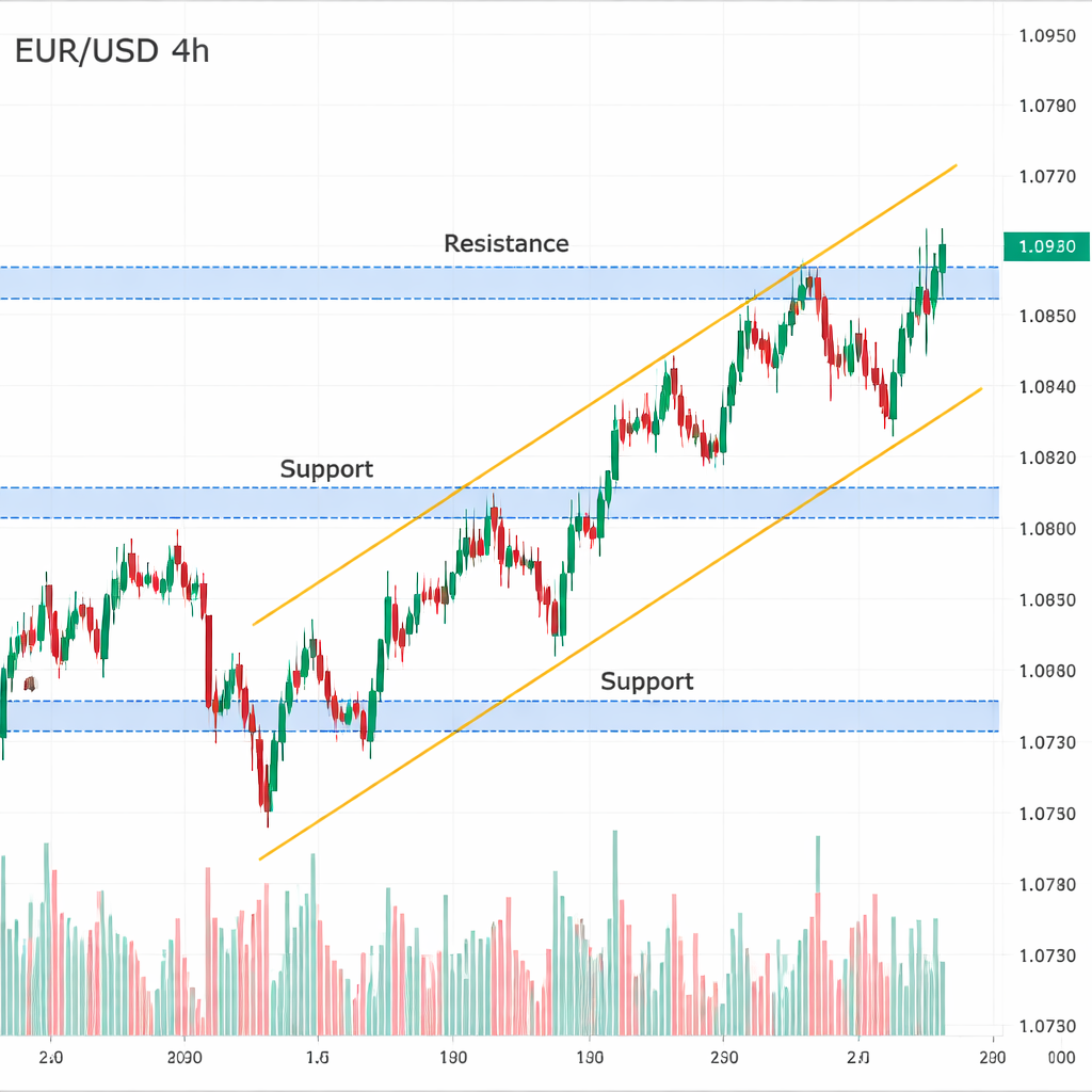 forex chart with clear trend and support zones