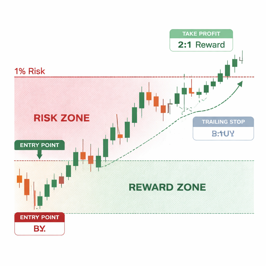 risk management illustration with risk‑reward zones