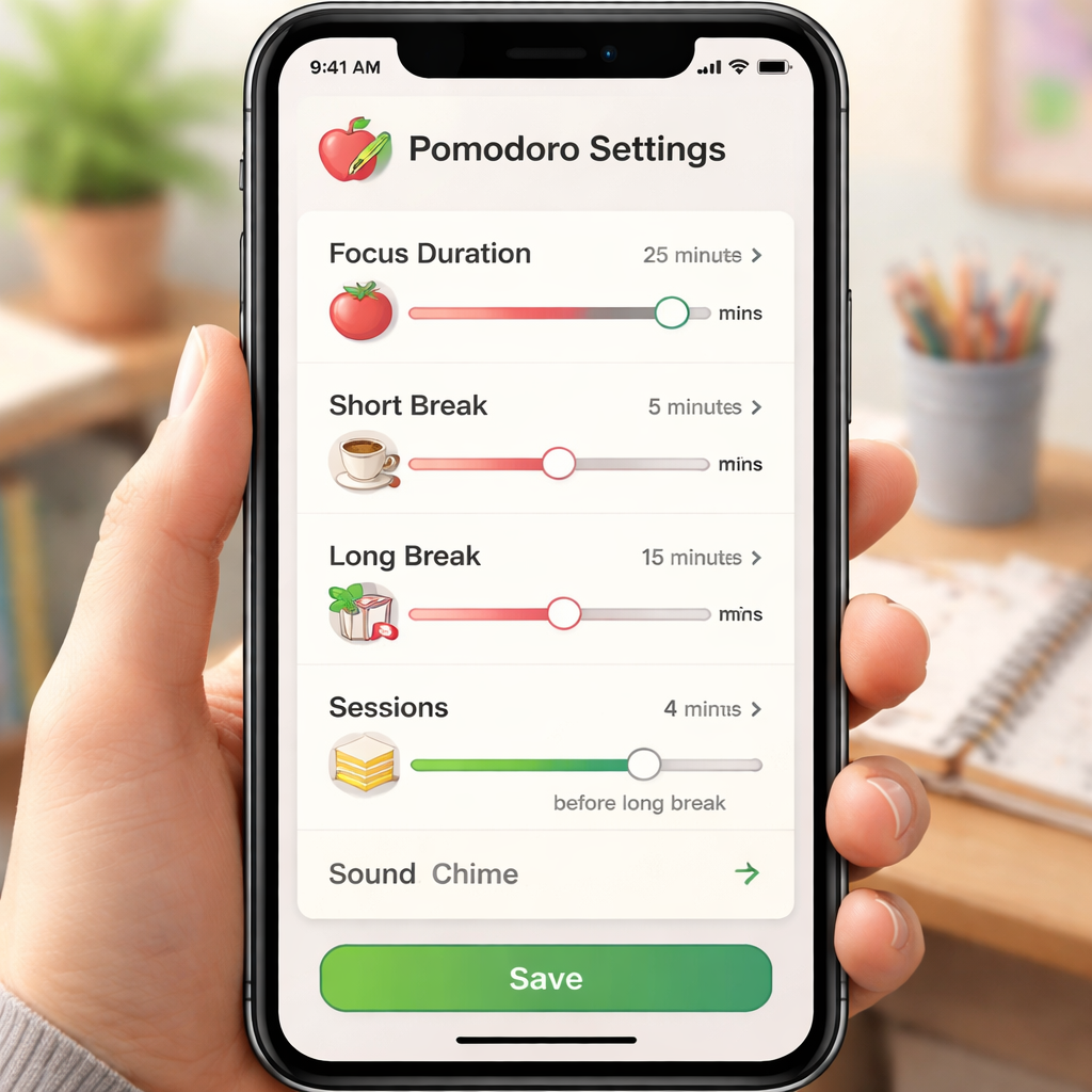 pomodoro timer app settings for teachers
