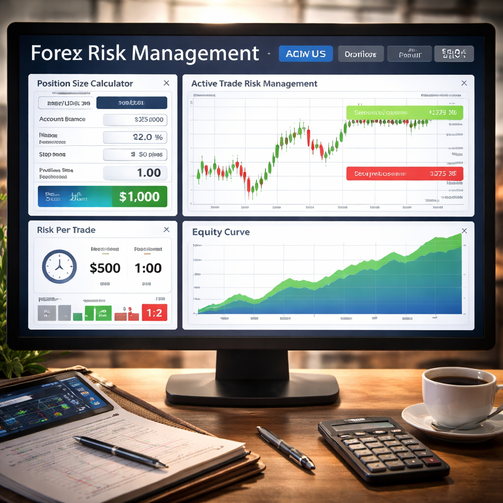 forex risk management dashboard with clear risk‑reward visuals