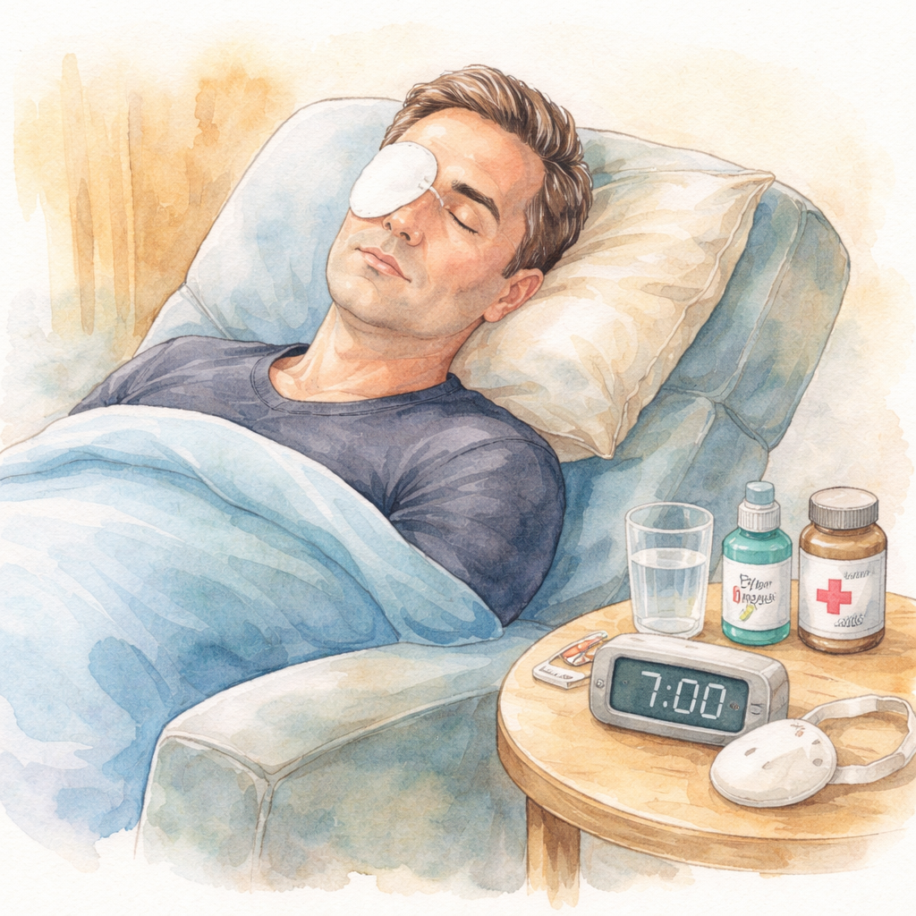 retina surgery aftercare positioning and medication setup