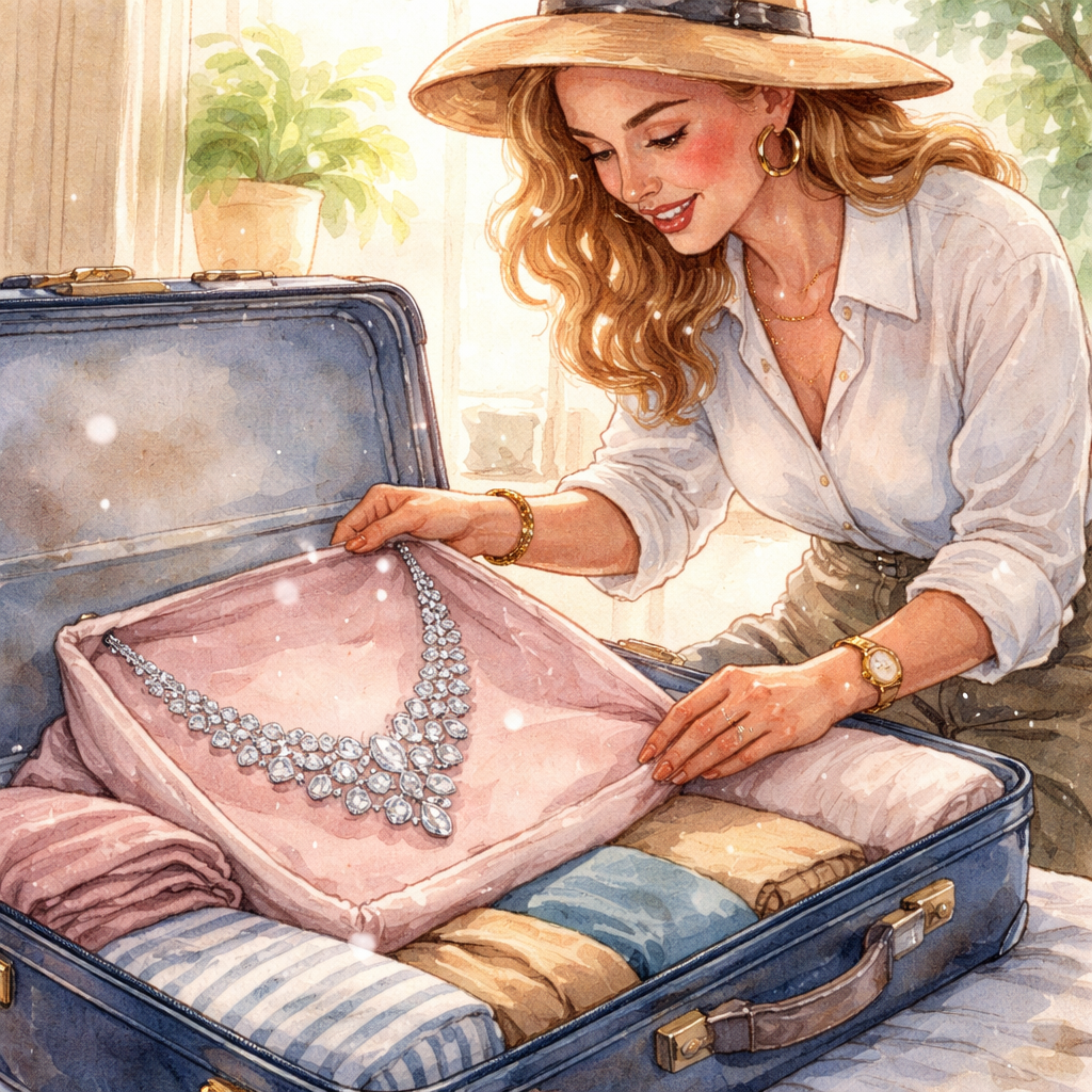 diamond veneer jewelry travel safety illustration