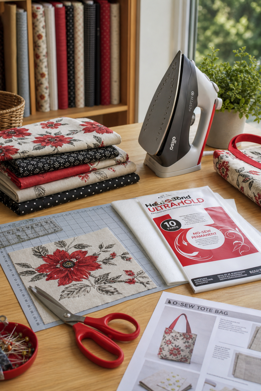 gathering materials for a no‑sew tote bag