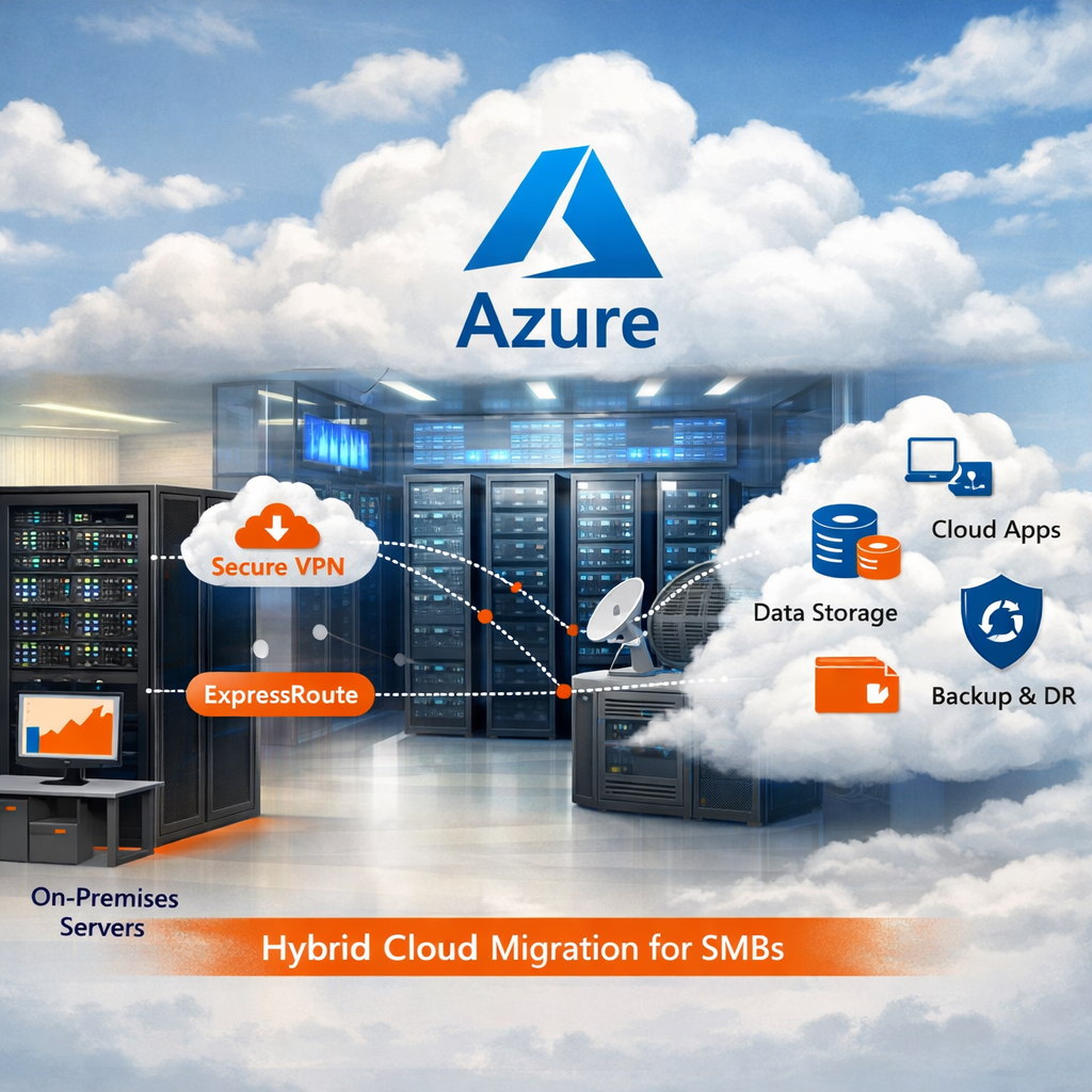 Azure hybrid migration diagram for SMBs