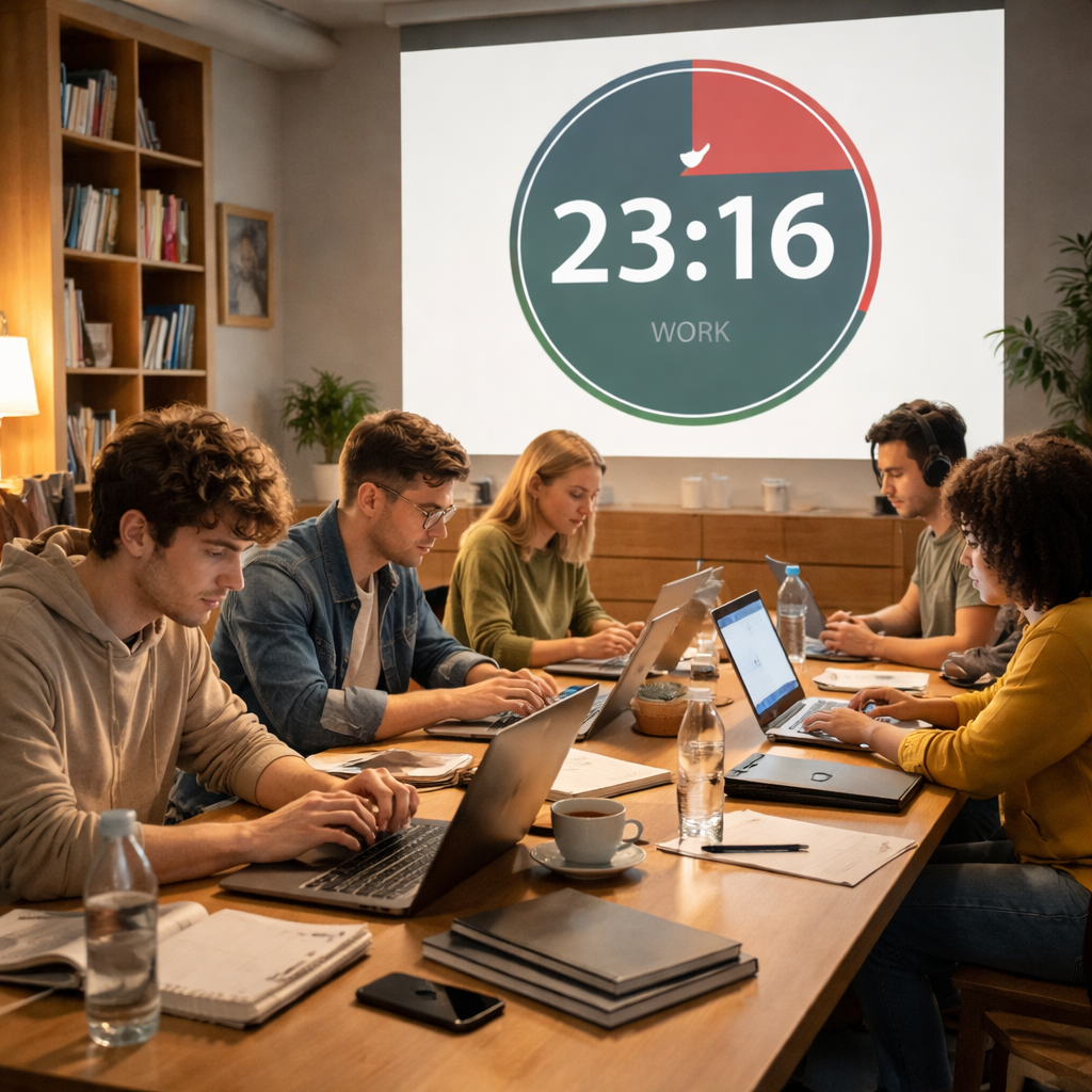 group running pomodoro session together