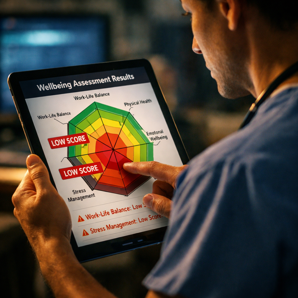 medical professional wellbeing questionnaire results visual