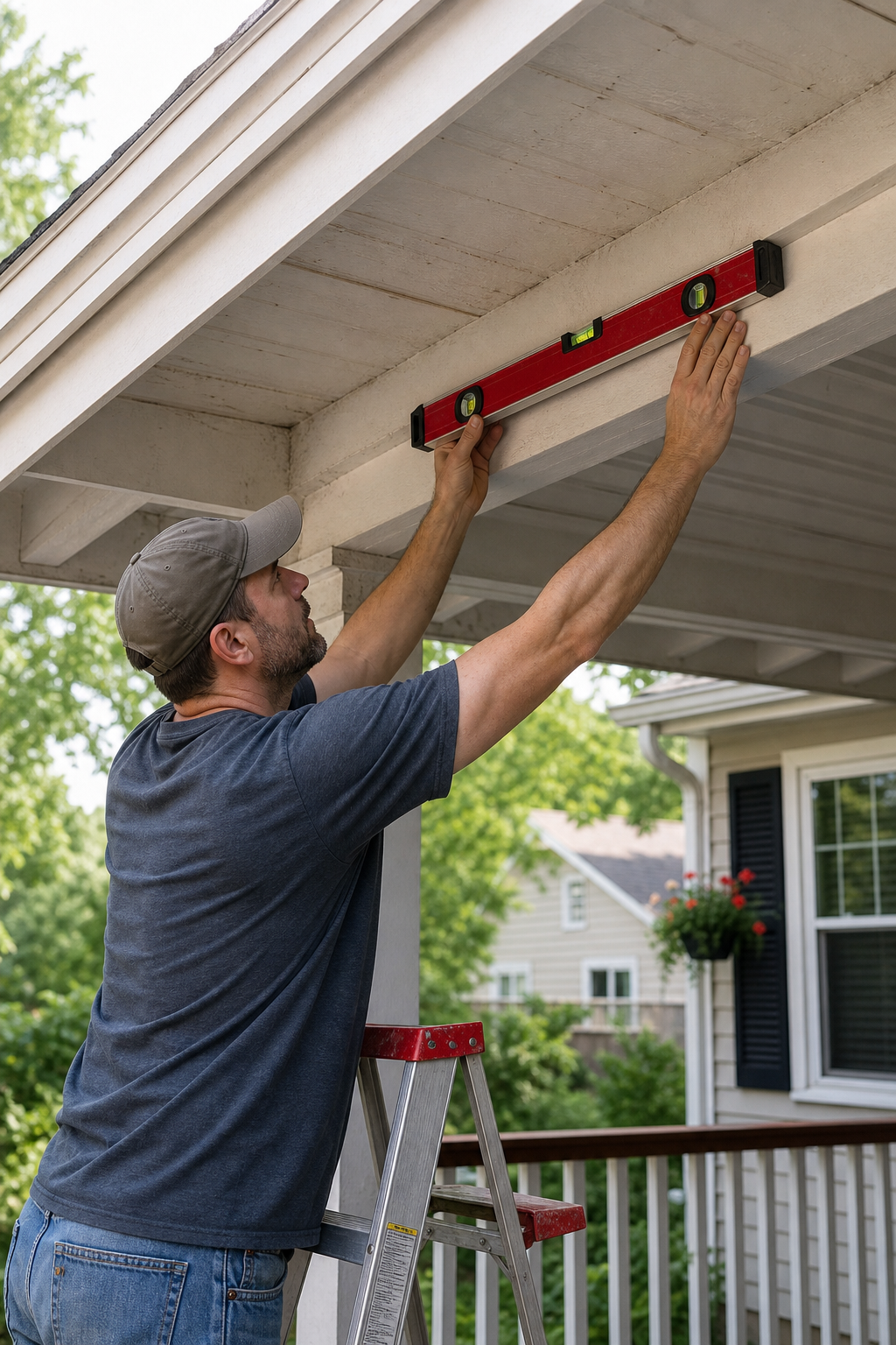 inspecting porch roof structure for sagging