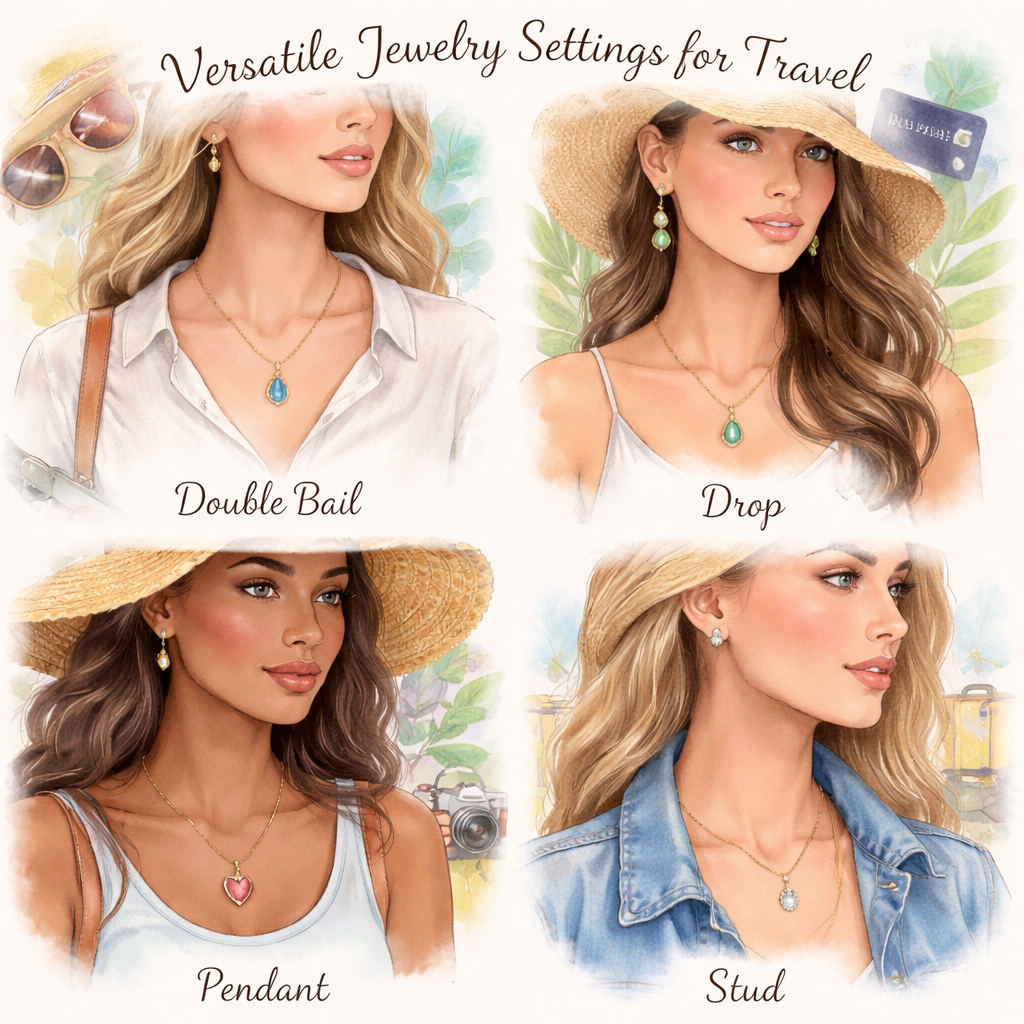 illustration of versatile jewelry settings for travel