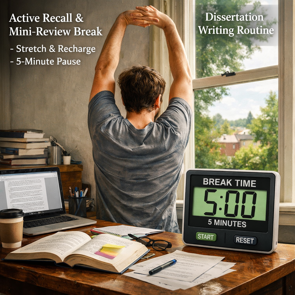 active recall and mini‑review break routine for dissertation writing
