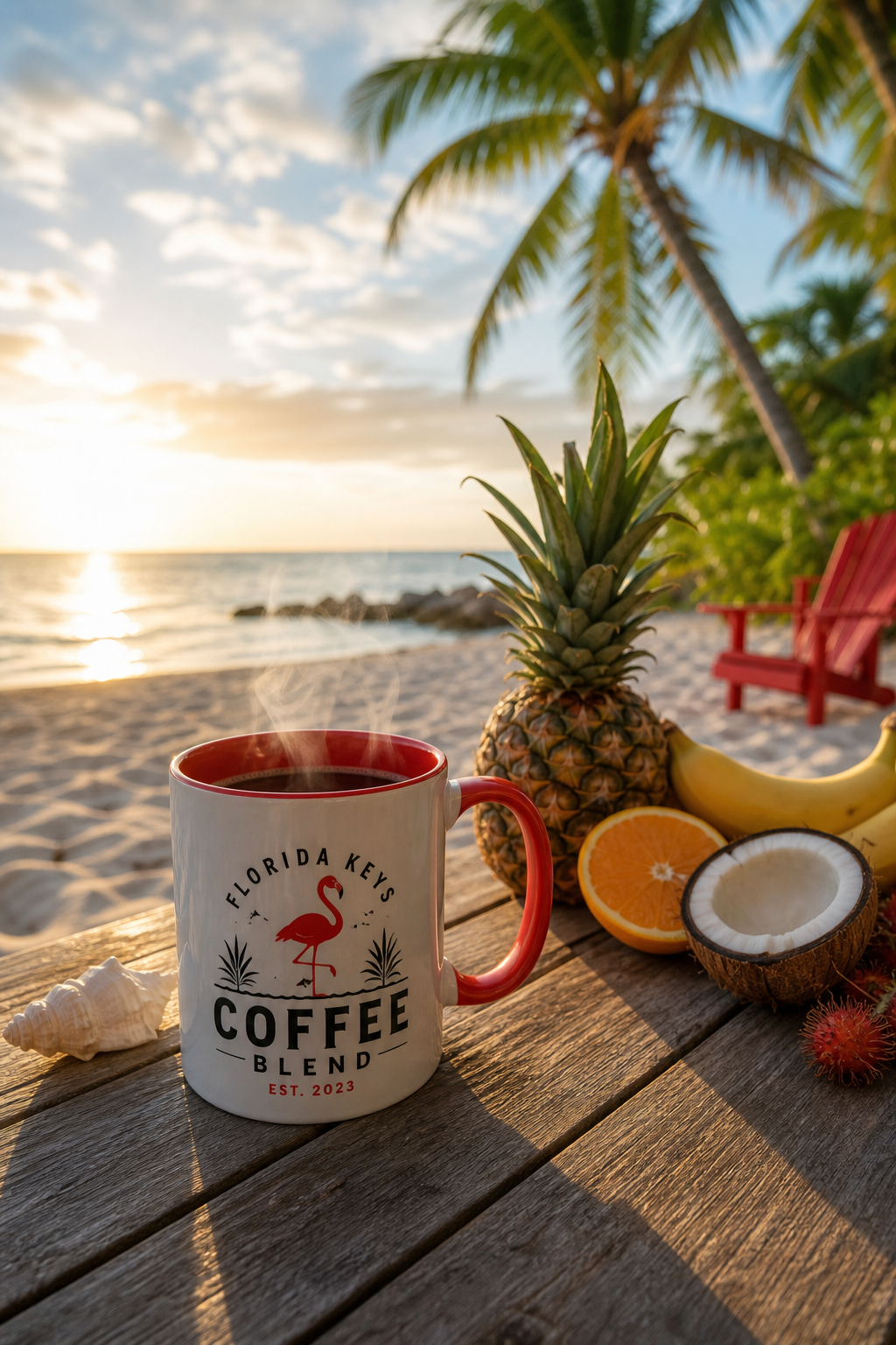 Florida Keys coffee blend beach sunrise cup